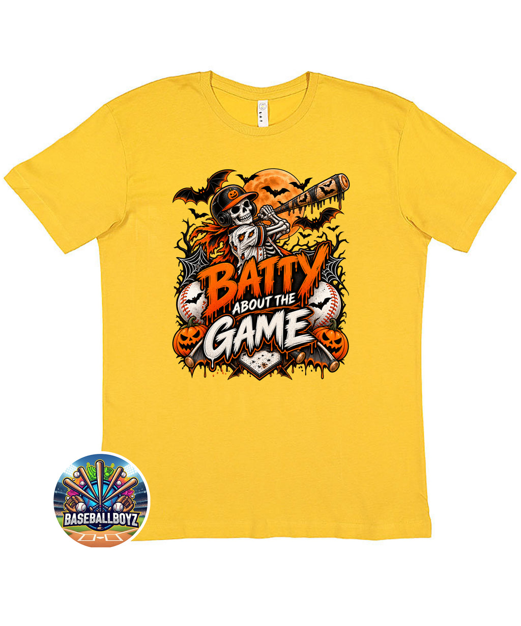 Batty About the Game Baseball Halloween Graphic T-Shirt