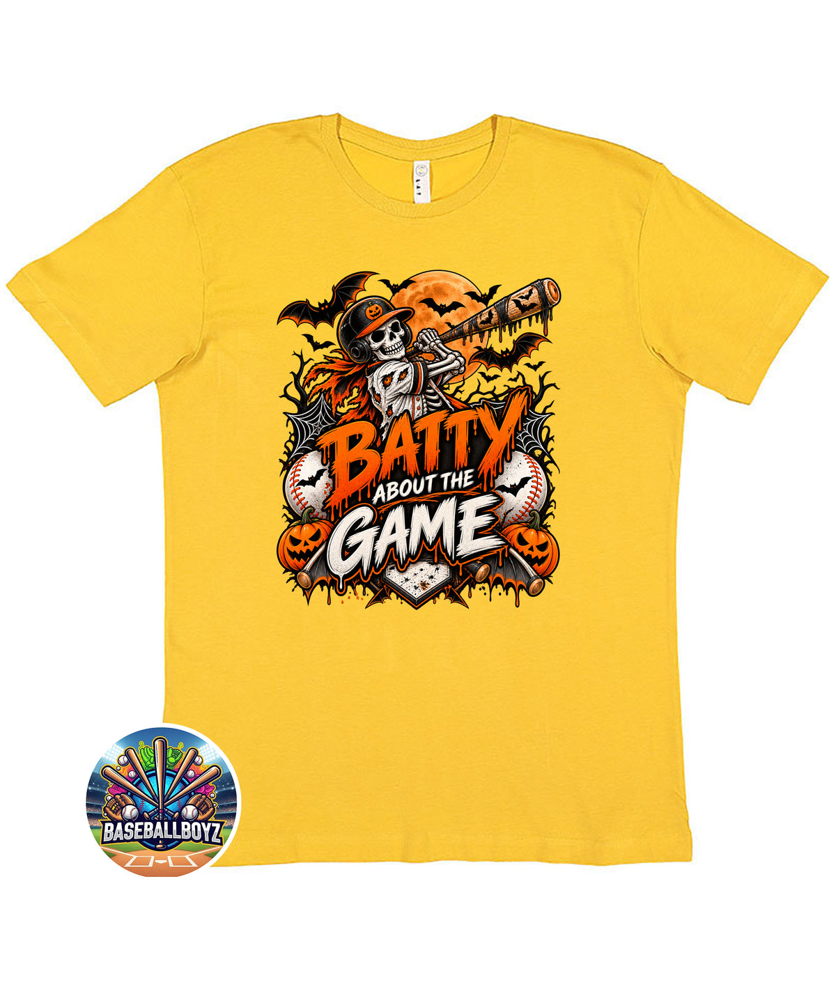 Batty About the Game Baseball Halloween Graphic T-Shirt