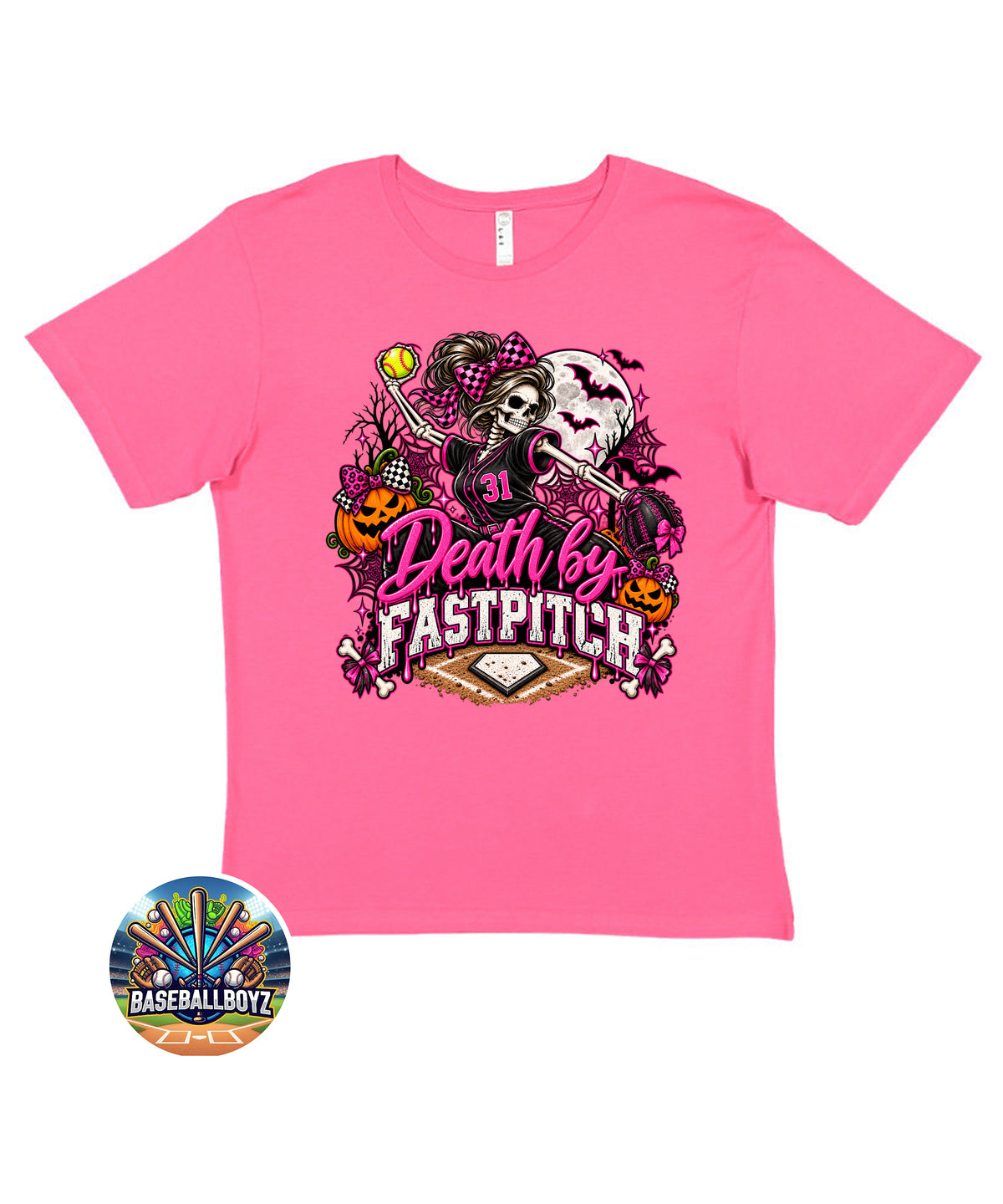 Death By Fast Pitch Softball Halloween Graphic T-Shirt