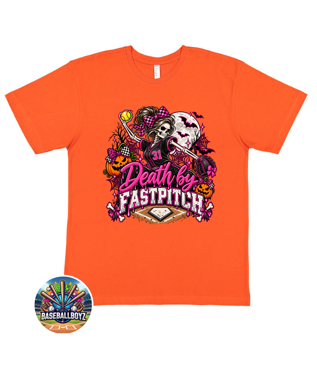 Death By Fast Pitch Softball Halloween Graphic T-Shirt