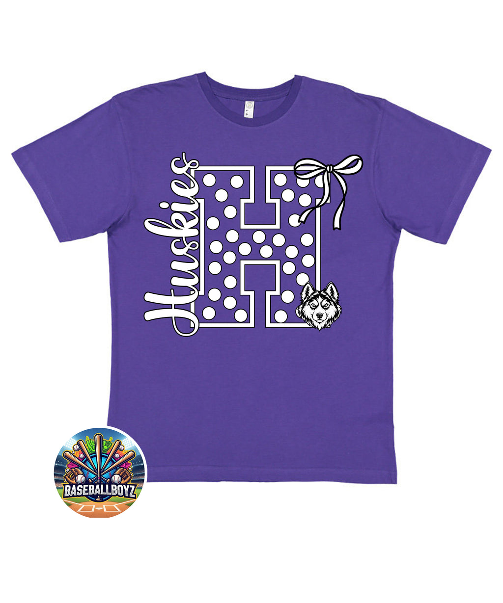 Huskies Dog Bow Mascot Team Graphic T-Shirt
