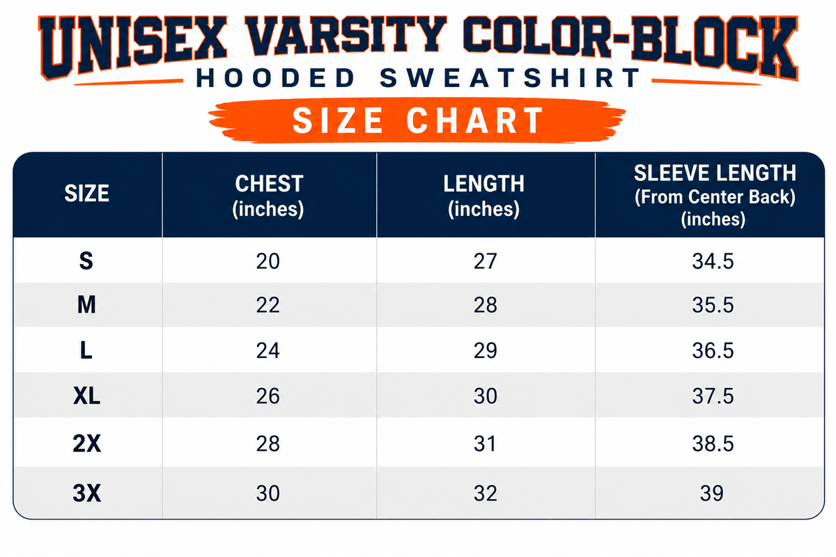 Unisex Varsity Color-Block Hooded Sweatshirt