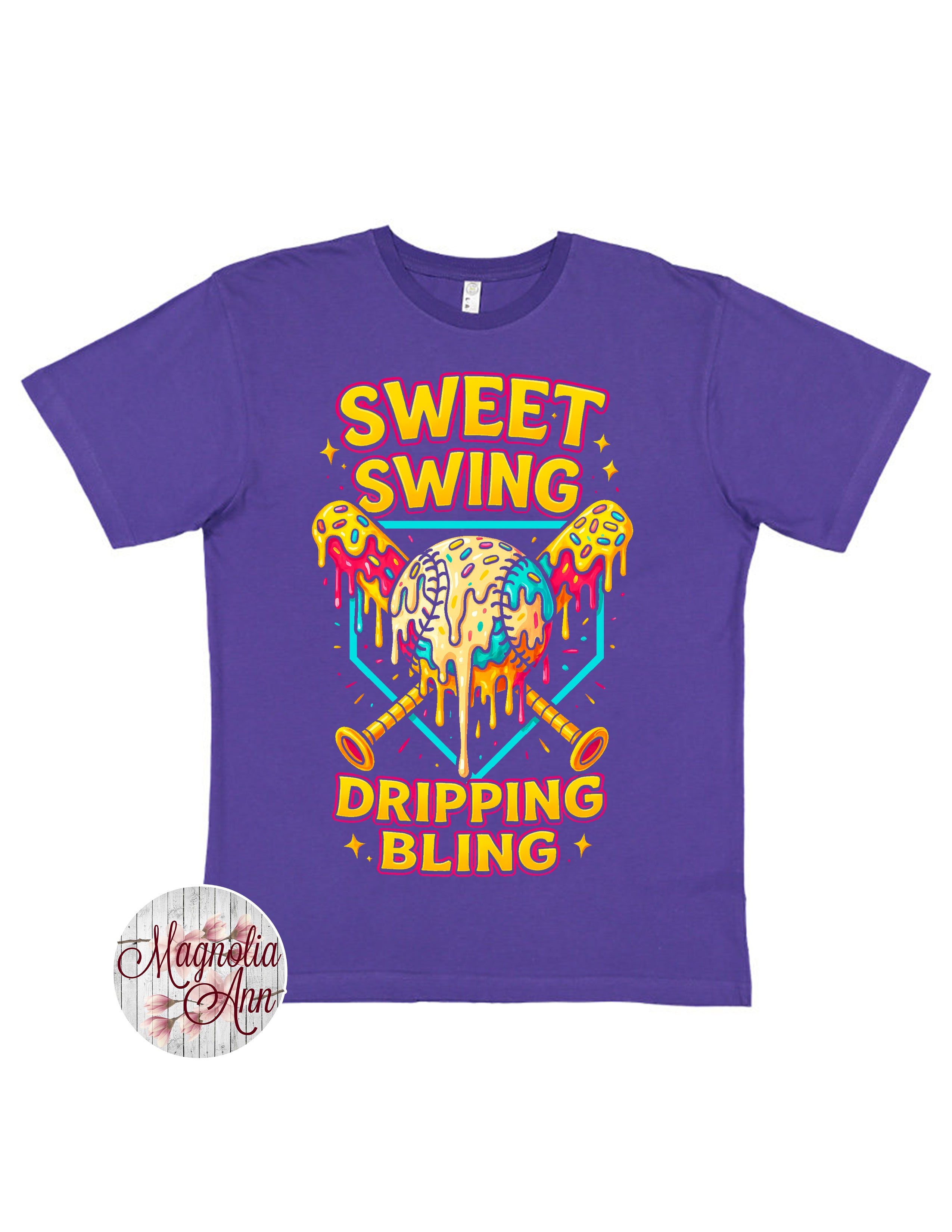 Sweet Swing Drippin' Bling Baseball Graphic T-Shirt