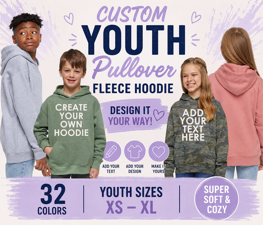 Custom Youth Pullover Fleece Hoodie