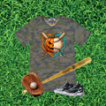 Split Baseball Pumpkin Drip Halloween Graphic T-Shirt