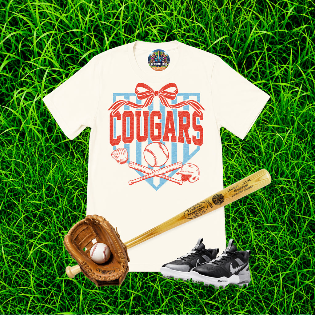 Cougars Baseball Bow Team Graphic T-Shirt