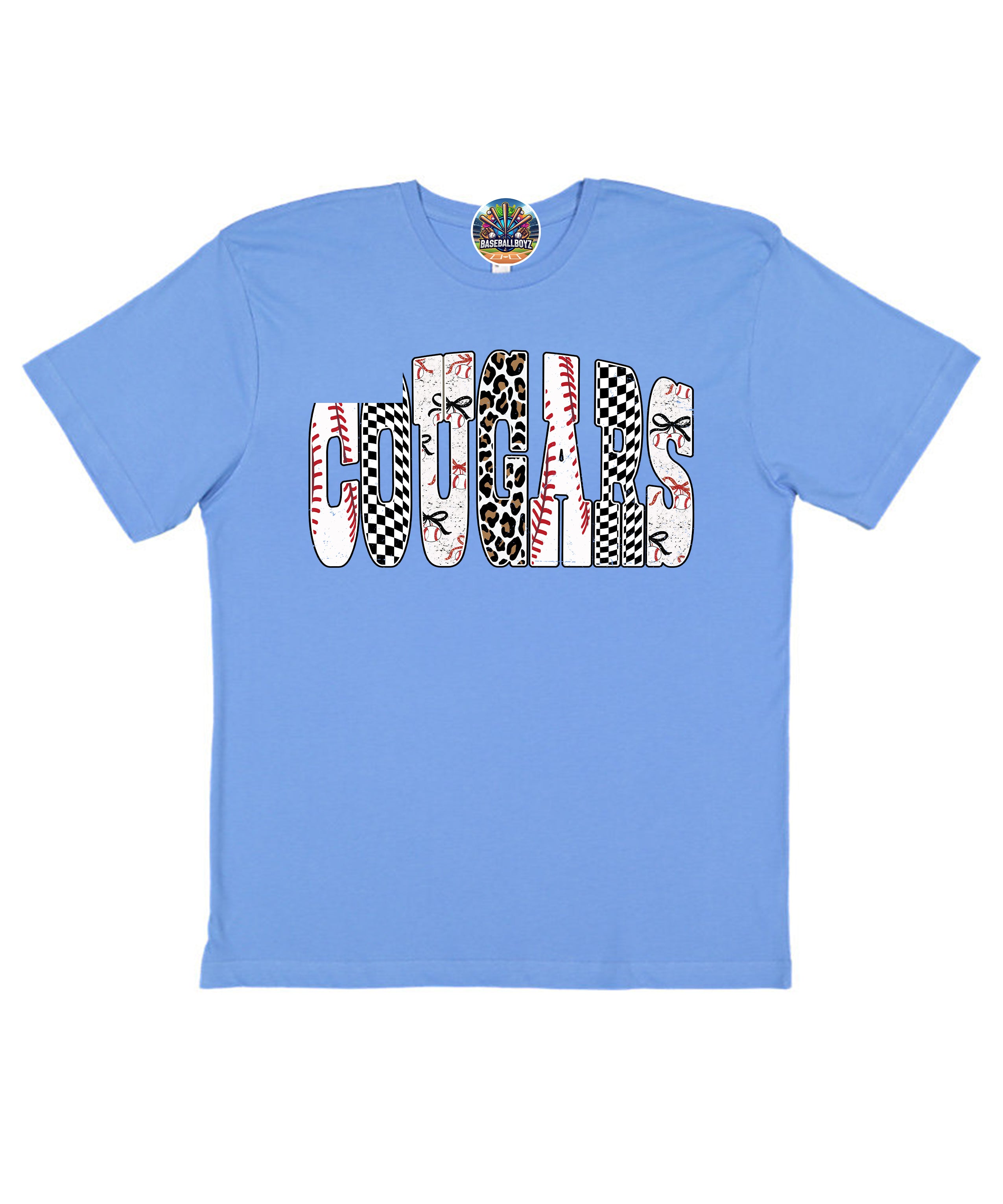 Cougars Baseball Checkered Font Team Graphic T-Shirt