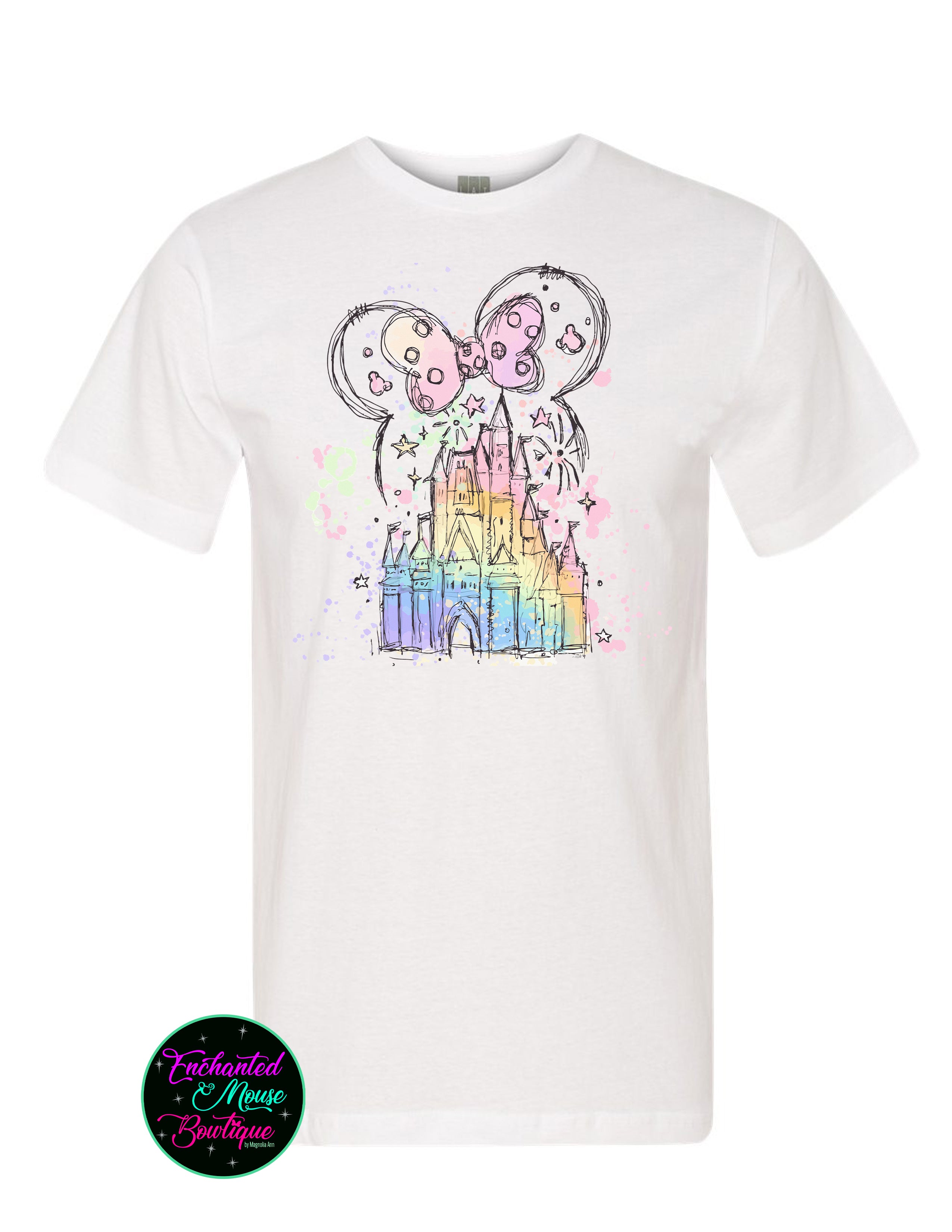 Watercolor Castle Minnie Ears T-Shirt