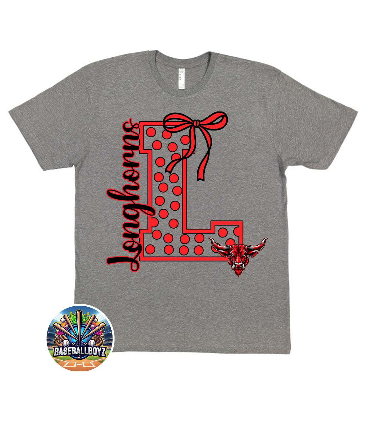 Longhorns Bow Mascot Team Graphic T-Shirt