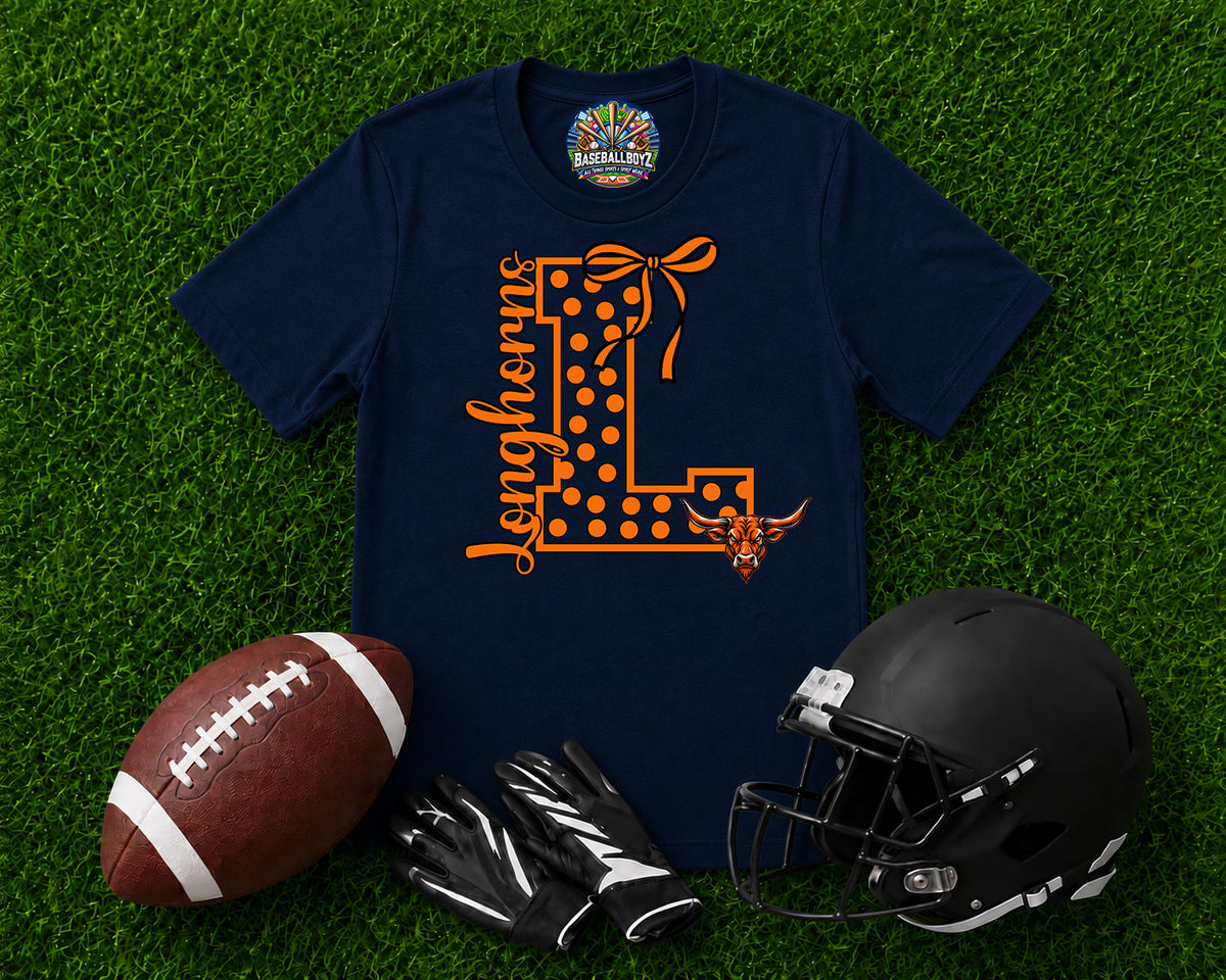 Longhorns Bow Mascot Team Graphic T-Shirt