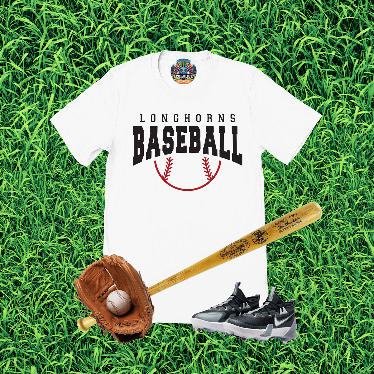 Longhorns Baseball Team Graphic T-Shirt