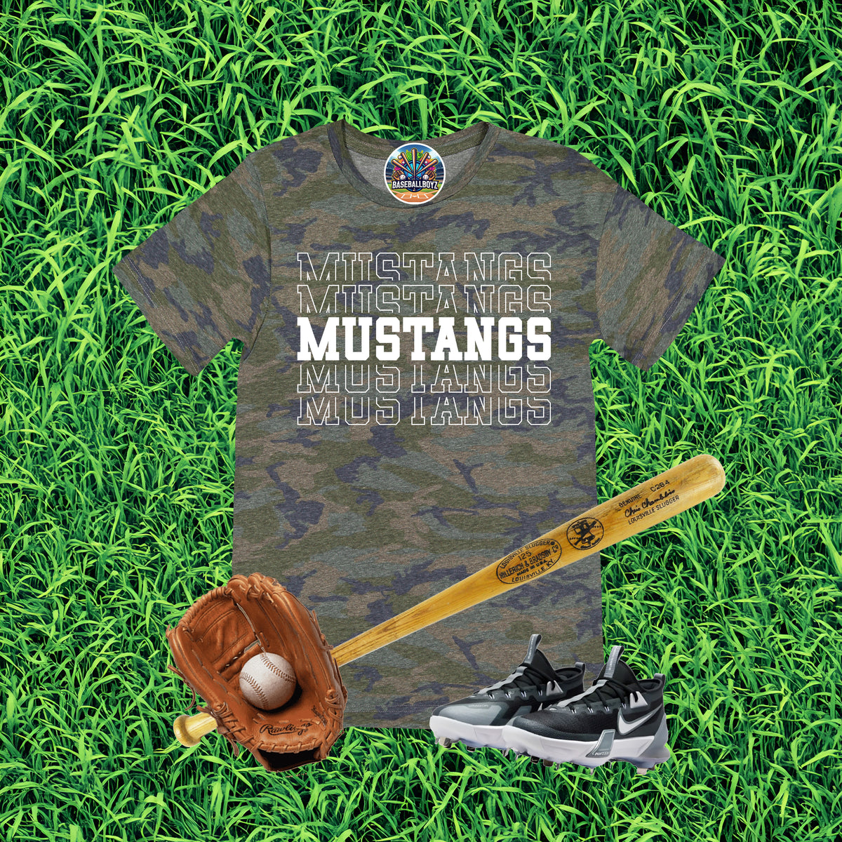Mustangs Stacked Text Graphic T-Shirt