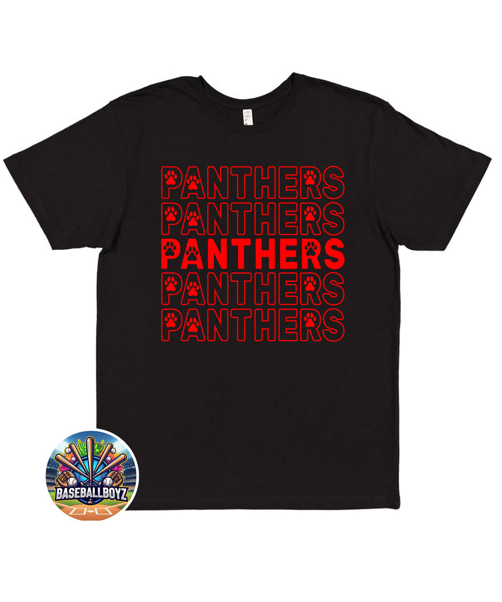Stacked Panthers Paw Print Team Graphic T-Shirt