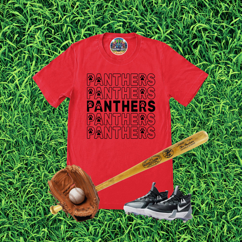 Stacked Panthers Paw Print Team Graphic T-Shirt