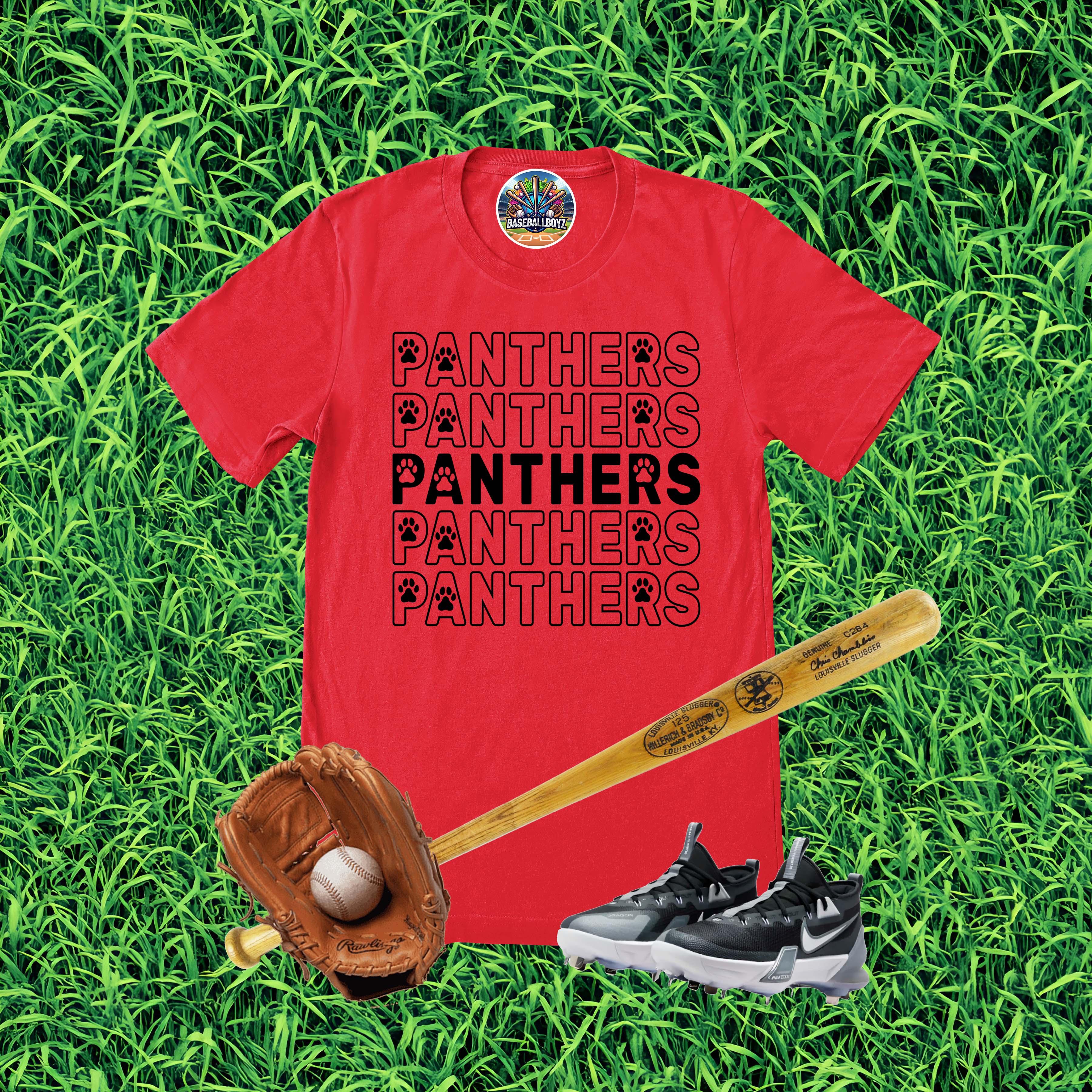Stacked Panthers Paw Print Team Graphic T-Shirt