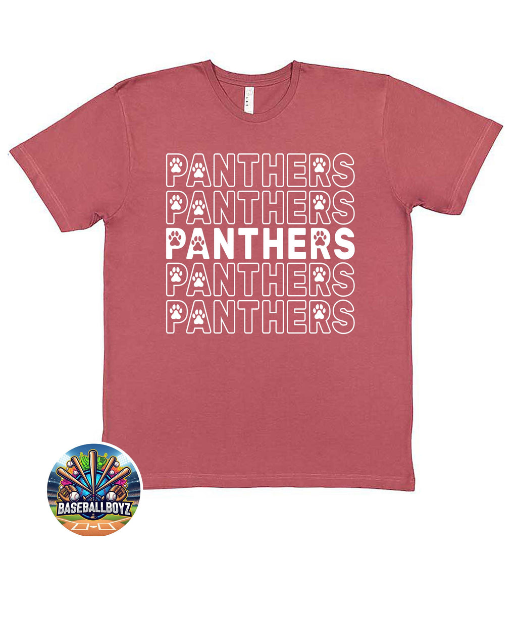 Stacked Panthers Paw Print Team Graphic T-Shirt