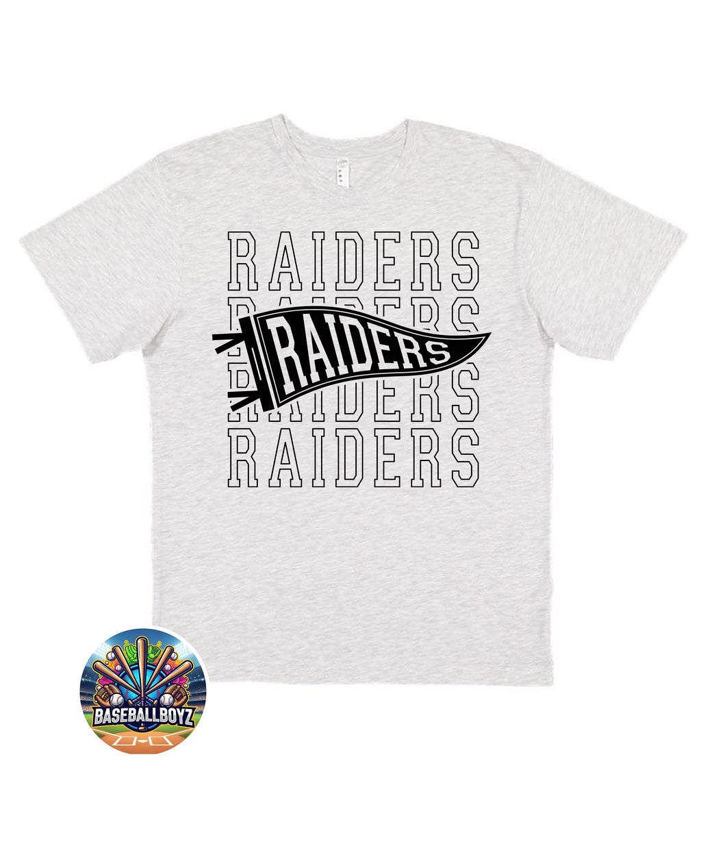 Raiders Stacked Text Pennant Flag Team Graphic T-Shirt