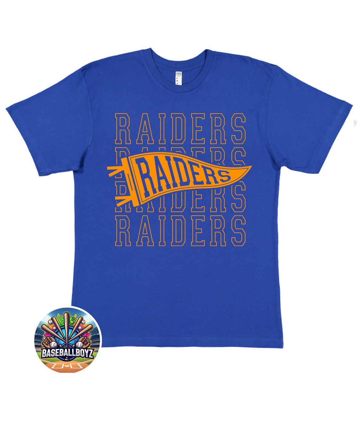 Raiders Stacked Text Pennant Flag Team Graphic T-Shirt