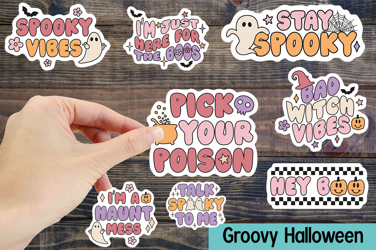 Groovy Retro Halloween Stickers