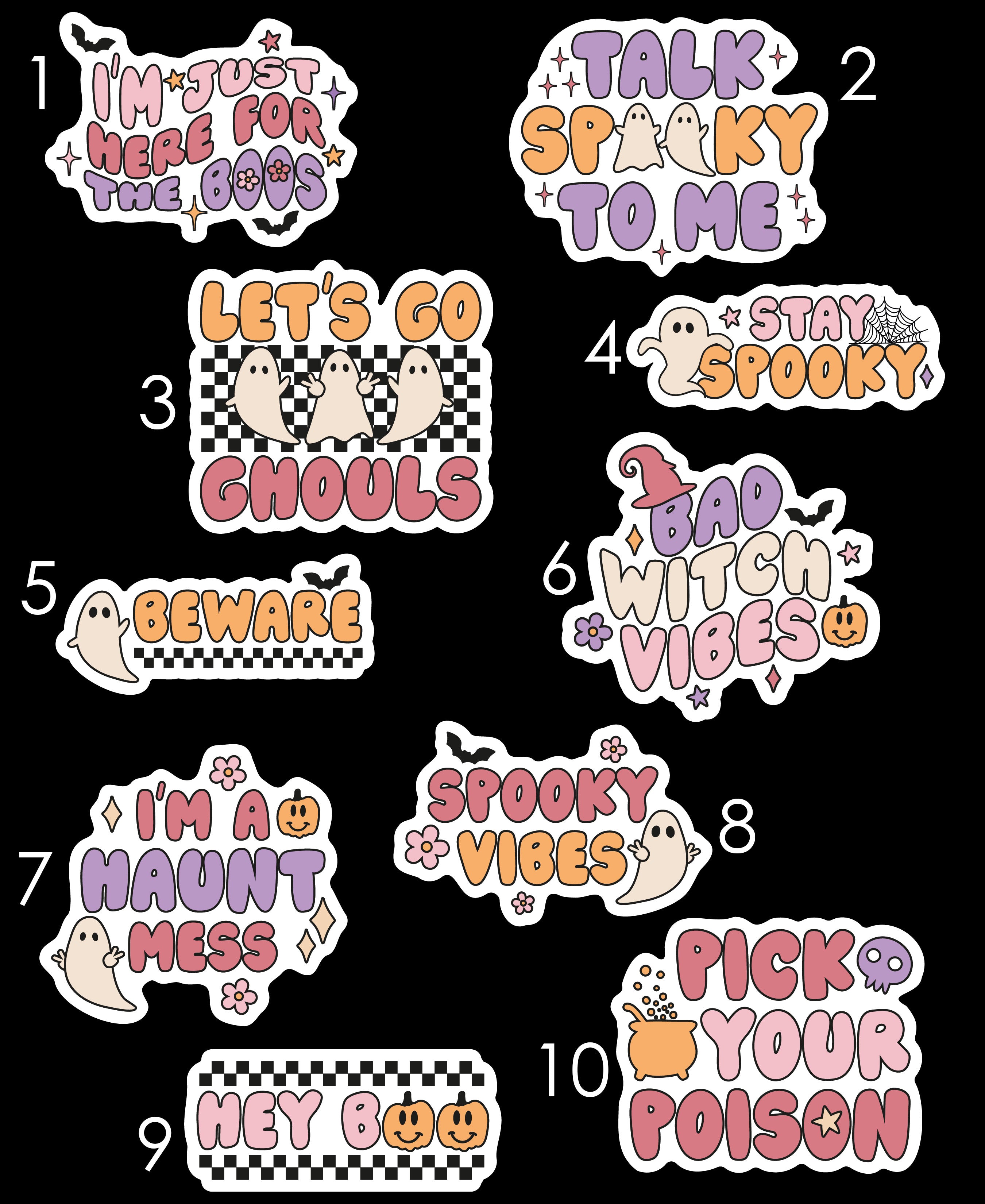 Groovy Retro Halloween Stickers