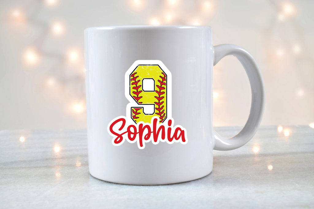 Custom Softball Name and Number Sticker