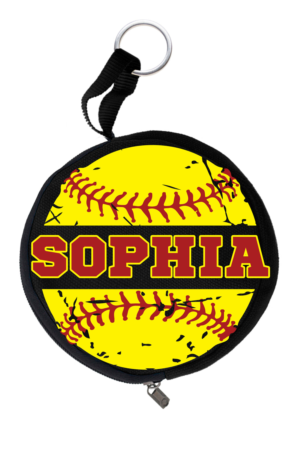 Custom Circle Softball Zipper Pouch