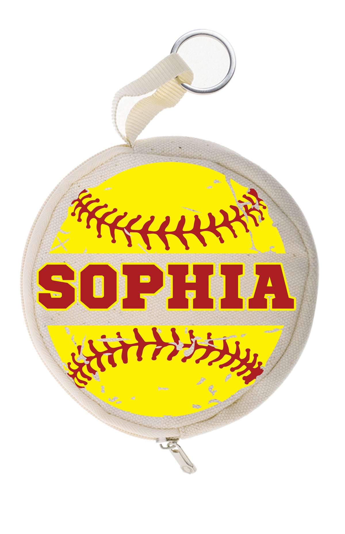 Custom Circle Softball Zipper Pouch