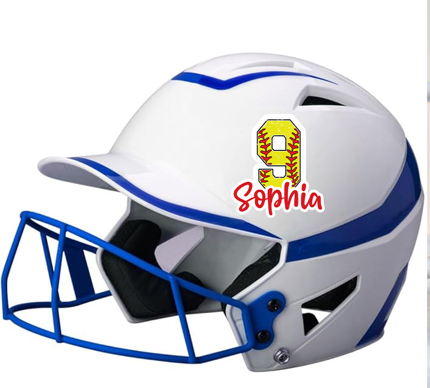 Custom Softball Name and Number Sticker