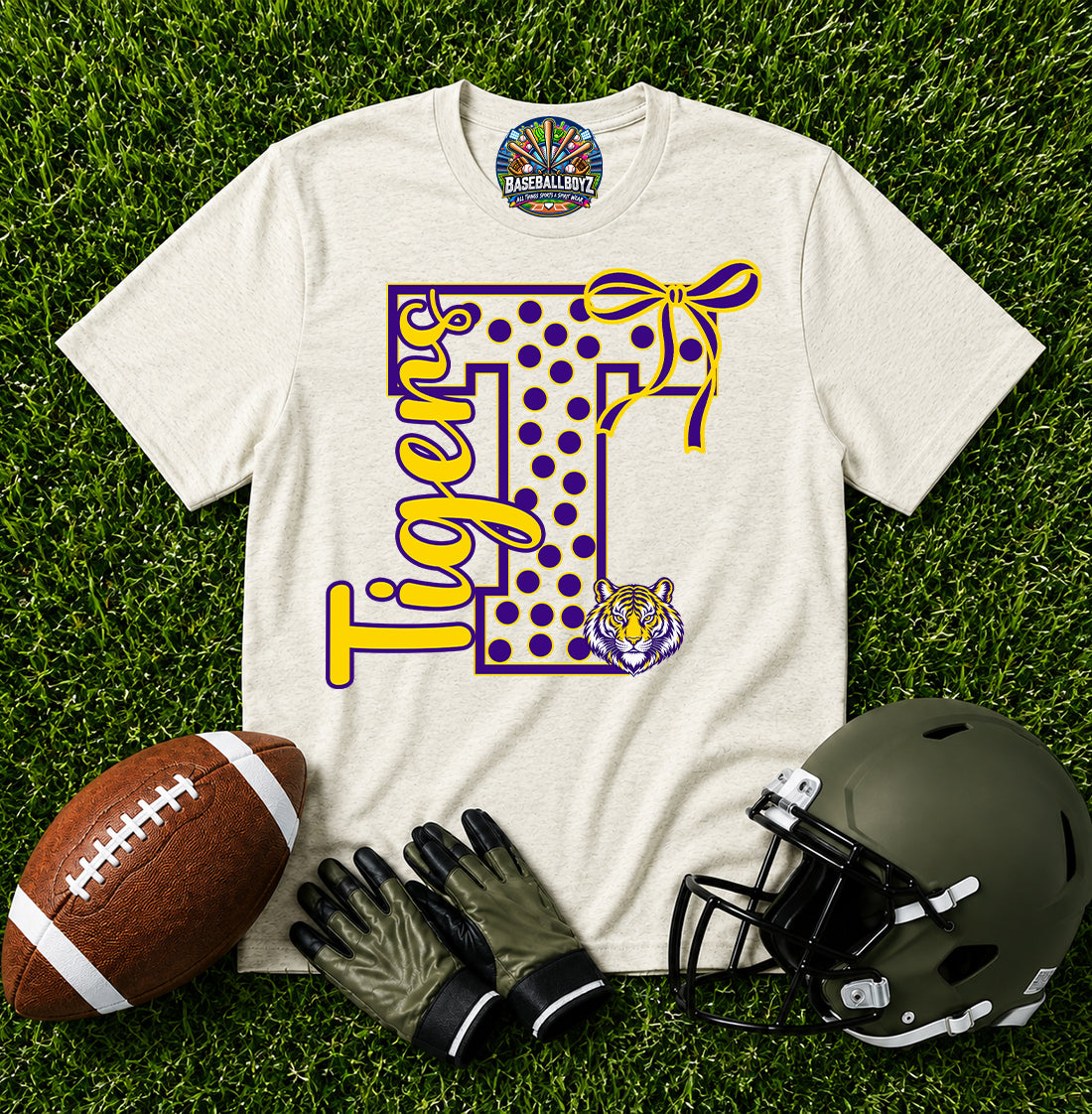 Tigers Bow Mascot Team Graphic T-Shirt