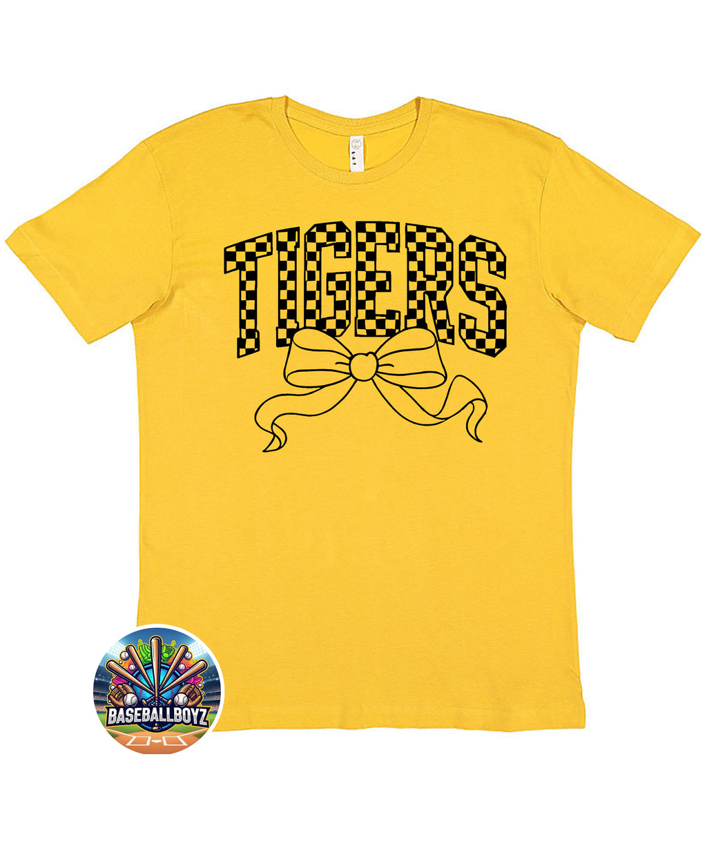 Tigers Checkered Bow Team Graphic T-Shirt