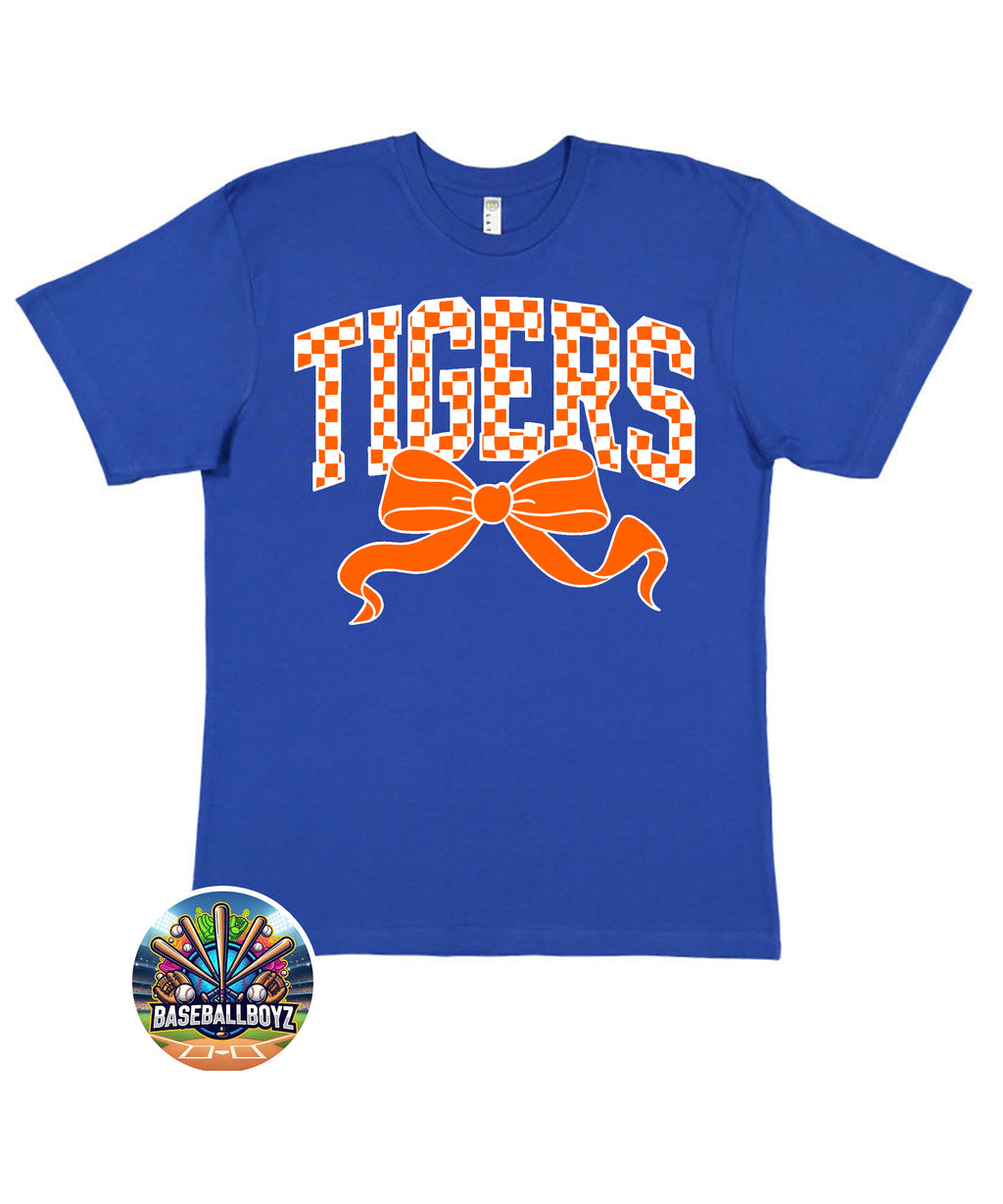 Tigers Checkered Bow Team Graphic T-Shirt